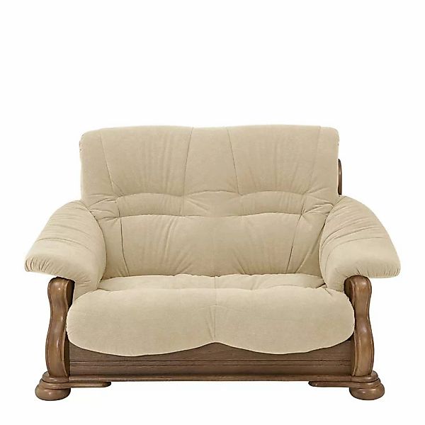 Rustikales Zweisitzer Sofa in Beige Stoff Made in Germany günstig online kaufen