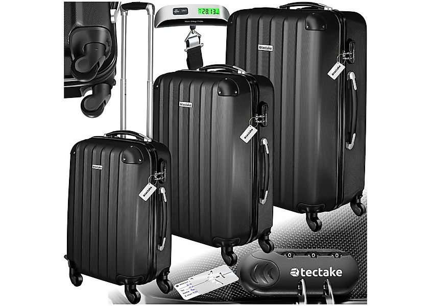 tectake Trolley Hartschalenkofferset mit Teleskopgriff und Sicherheits-Zahl günstig online kaufen