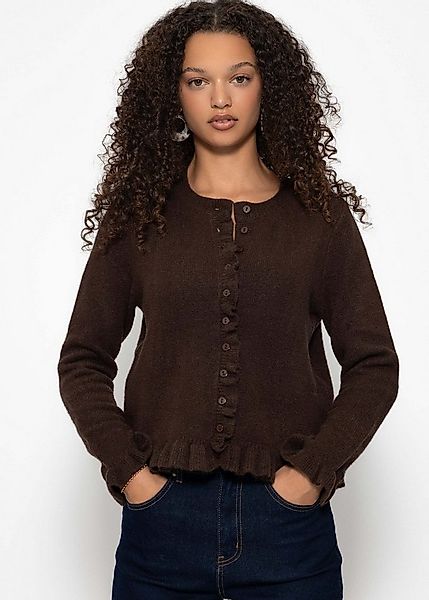 SASSYCLASSY Cardigan Elegante Strickjacke Damen mit Rüschendetails Feminine günstig online kaufen