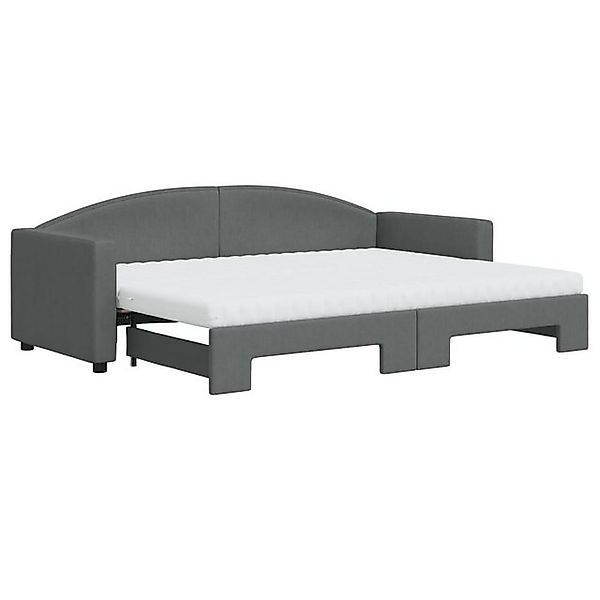vidaXL Bett, Tagesbett Ausziehbar mit Matratzen Dunkelgrau 80x200 cm Stoff günstig online kaufen