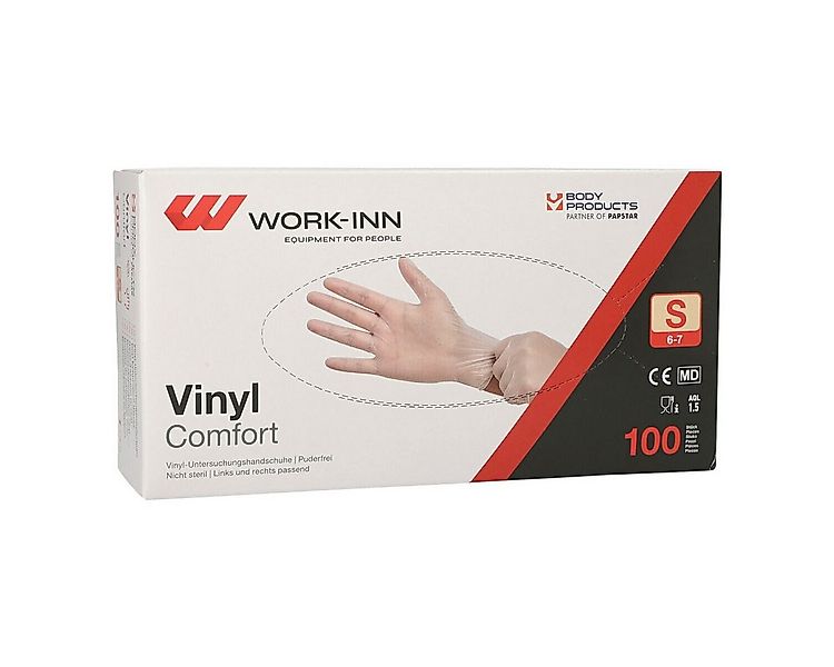 PAPSTAR Einweghandschuhe WORK-INN Comfort (100-St) Vinyl, transparent / pud günstig online kaufen