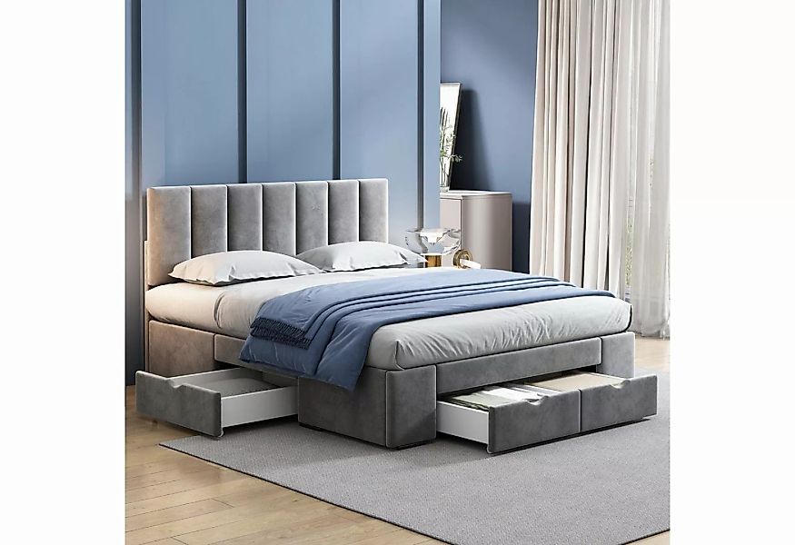 WISHDOR Polsterbett Doppelbett Stauraumbett Bett mit Lattenrost (140 x 200 günstig online kaufen