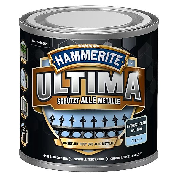 Hammerite Ultima Premium Metall-Schutzlack glänzend Anthrazitgrau 750 ml günstig online kaufen