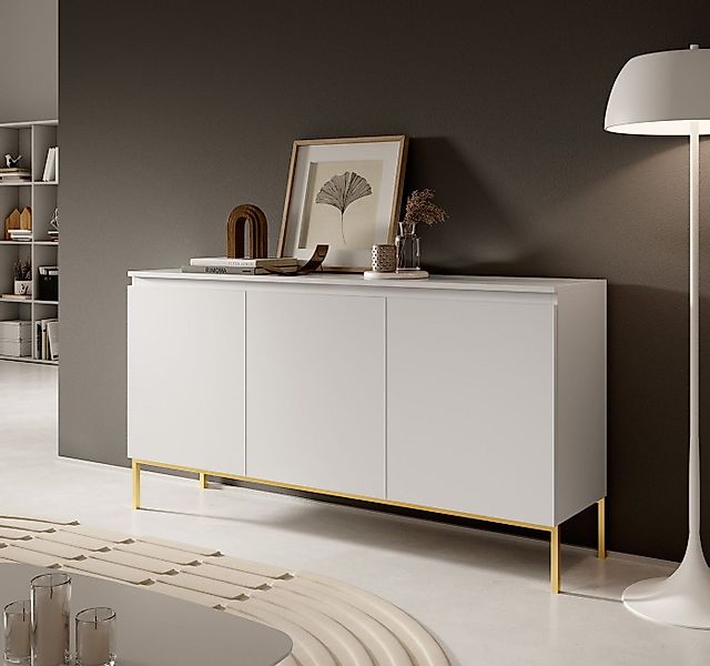 Selsey Sideboard BEMMI, 3-türig mit 6 Fächern, goldenem Metallgestell, grif günstig online kaufen