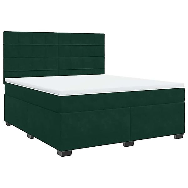 vidaXL Boxspringbett mit Matratze Dunkelgrün 180x200 cm Samt 3290981 günstig online kaufen