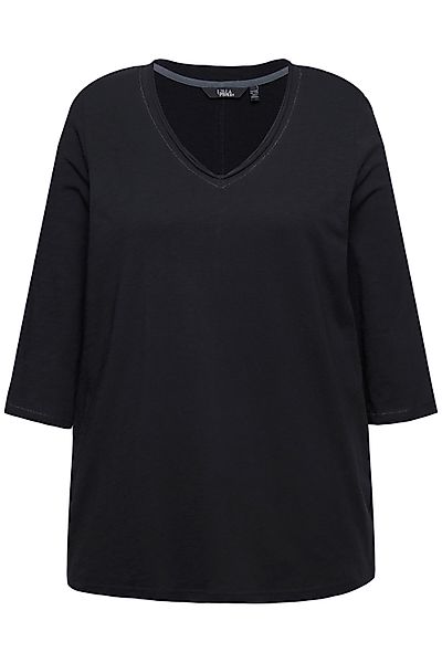Ulla Popken T-Shirt Shirt Metallic-Nähte V-Ausschnitt günstig online kaufen