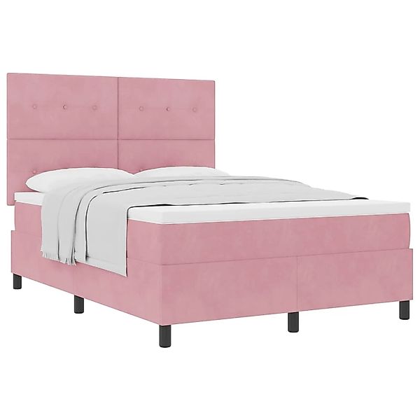 vidaXL Boxspringbett mit Matratze mit Kopfteil Rosa 140 x 190 cm Stoff 3339 günstig online kaufen