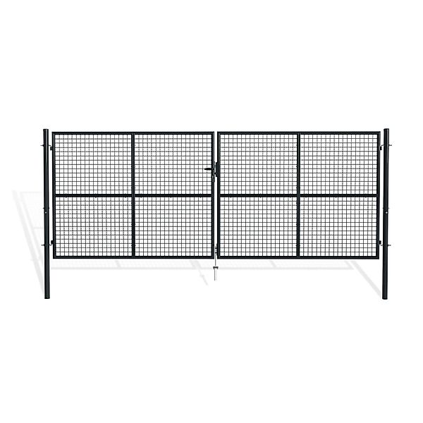 Casanoov Doppelflügeliges Zauntor Olga 400x150cm Grau Stahl günstig online kaufen