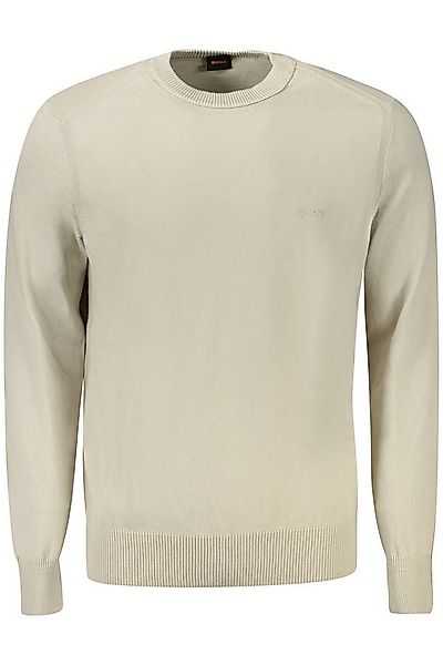 BOSS Strickpullover Eleganter Herrenpullover Beige mit Rundhals und Feiner günstig online kaufen