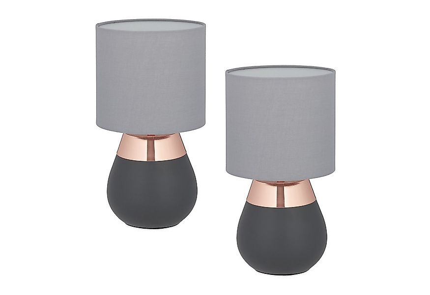 relaxdays Nachttischlampe Tischlampe mit Stoffschirm 2er Set, ohne Leuchtmi günstig online kaufen