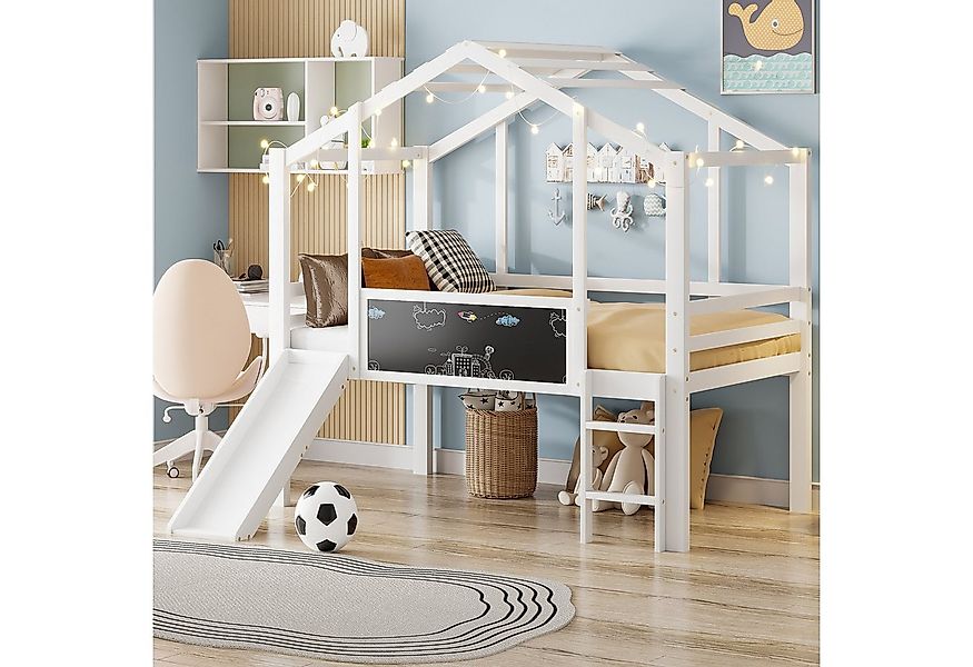 Merax Hochbett im Hausstil (1-St., Etagenbett Jugendbett Einzelbett) Massiv günstig online kaufen