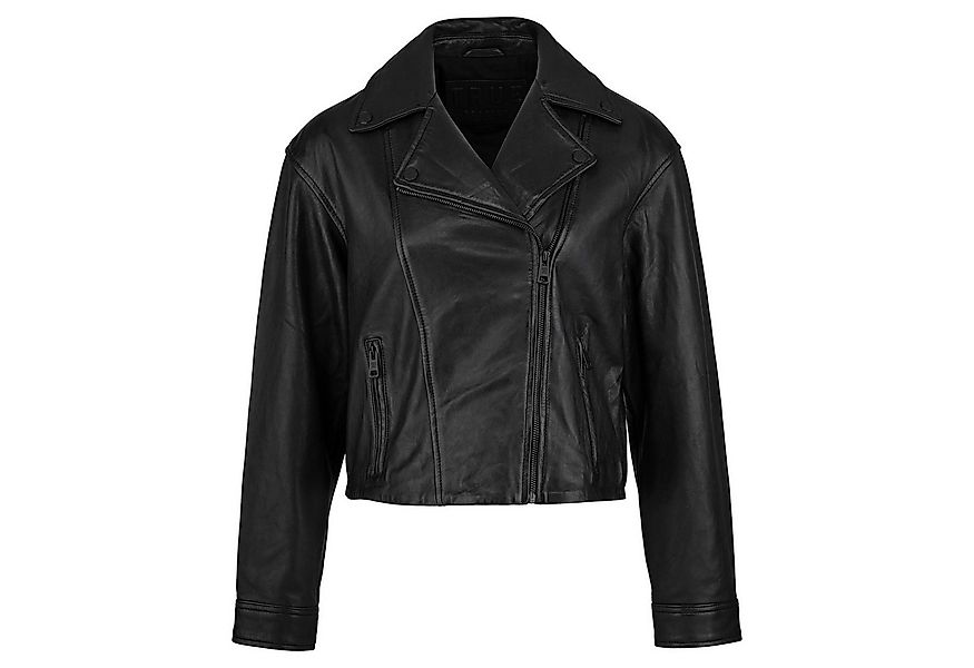 trueprodigy Lederjacke Alba Schwarzer asymmetrischer Reißverschluss und Rev günstig online kaufen