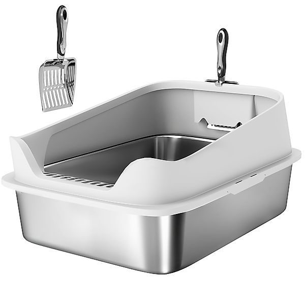 PawHut Katzentoilette Edelstahl Offene Katzenklo ohne Deckel Katzentoilette günstig online kaufen