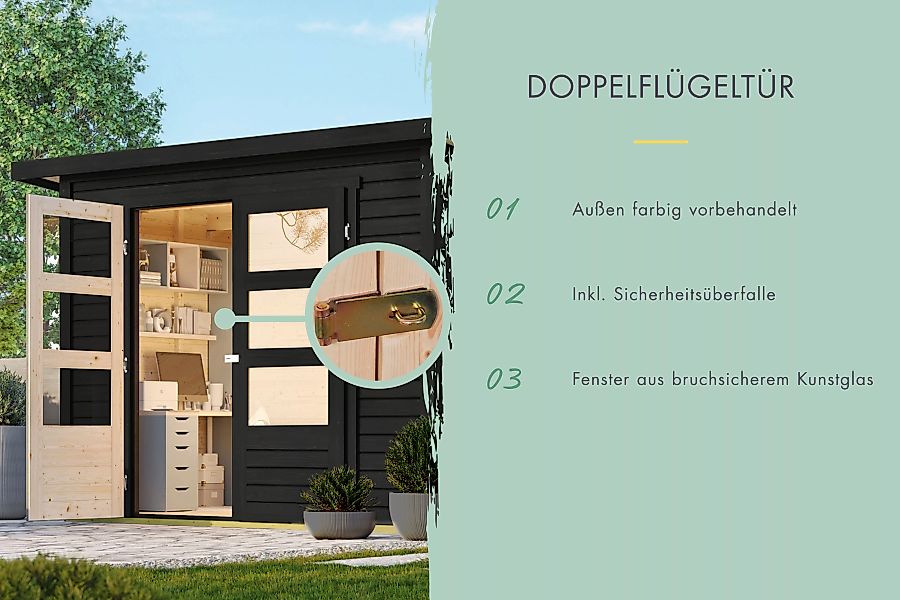 Karibu Gartenhaus ""Stockach 4" schwarz, aus Fichte", aus Fichtenholz, laki günstig online kaufen