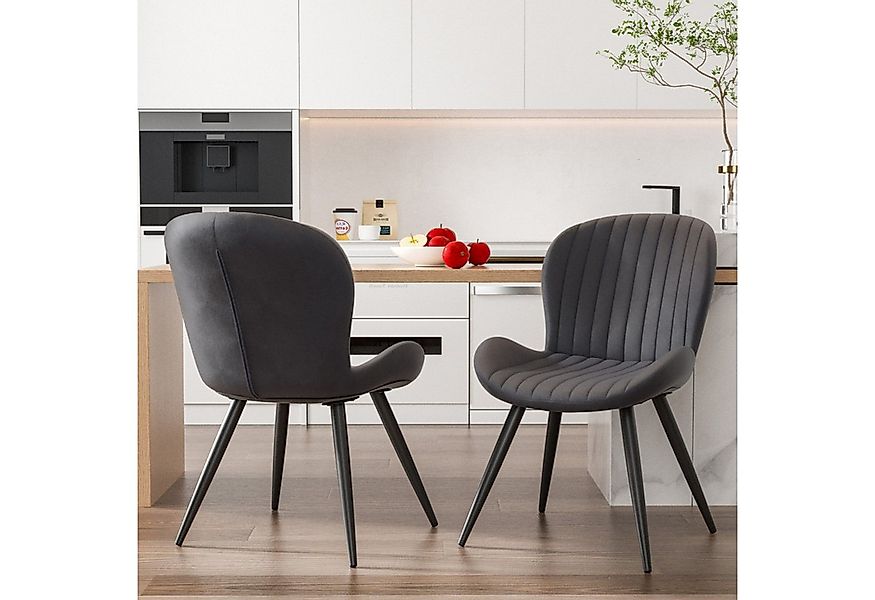HawthyHome Esszimmerstuhl 2er Set Polsterstuhl mit Armlehnen & Metallbeinen günstig online kaufen