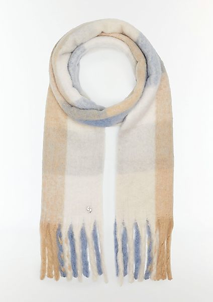 comma Halstuch Karierter Strickschal mit Fransen, günstig online kaufen