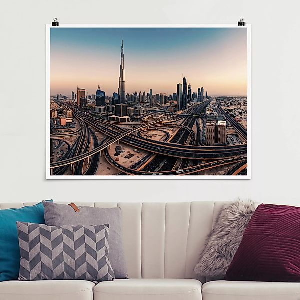 Poster Architektur & Skyline - Querformat Abendstimmung in Dubai günstig online kaufen