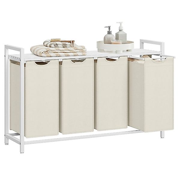 Songmics Wäschesammler Brenta mit 4 Fächern 160 l Creme-Weiß günstig online kaufen