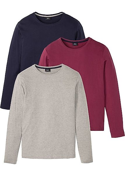 bonprix Langarmshirt (Packung, 3-tlg., 3) regular fit Passform, Rundhals-Au günstig online kaufen