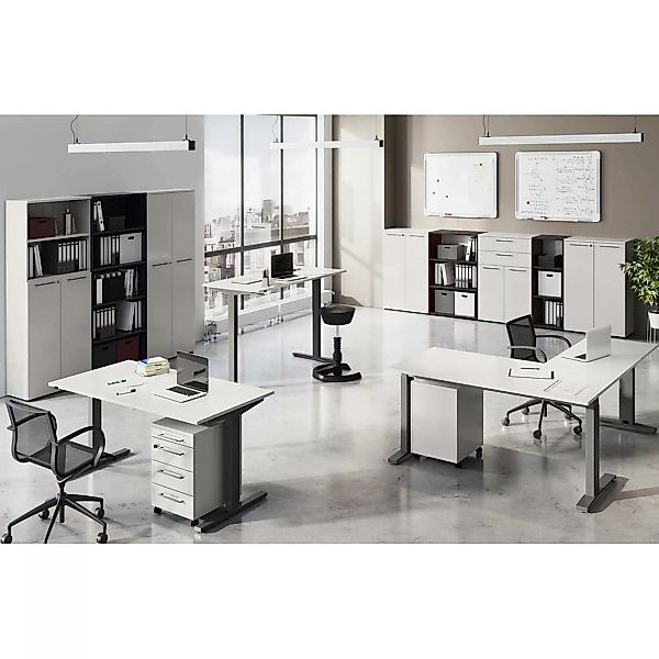 Büromöbel Komplett Set AURAY-01 höhenverstellbare Schreibtische, abschließb günstig online kaufen
