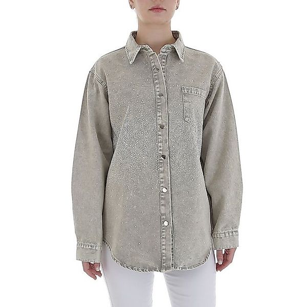 Ital-Design Jeansjacke Stylische Damenbluse mit Glitzerdetails und bequemem günstig online kaufen
