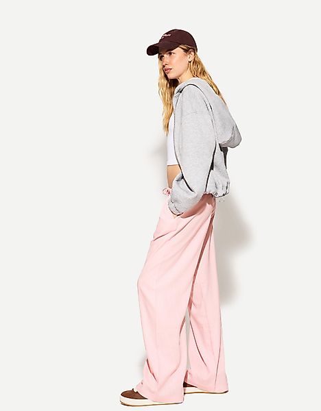 Bershka Hose Mit Leinen Und Kordelzug Mit Schleife Am Bund Damen M Rosa günstig online kaufen