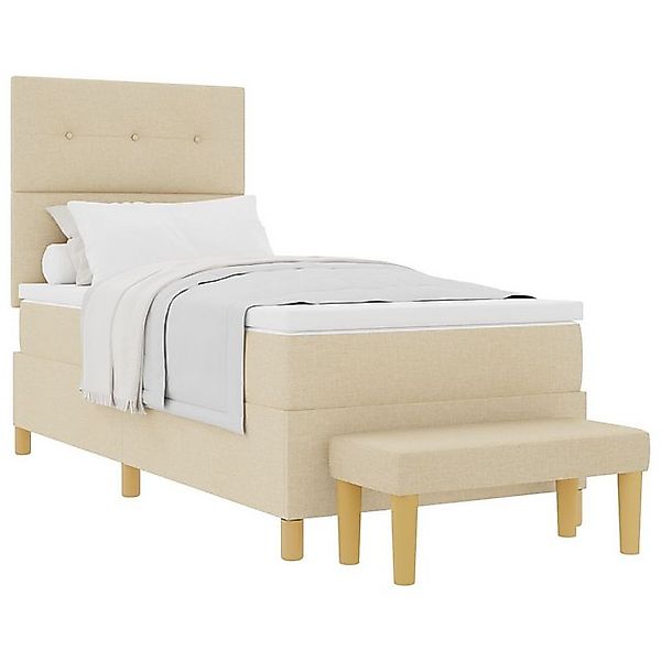 vidaXL Bett Boxspringbett mit Matratze & Bank Creme 80x200 cm Stoff (2-tlg) günstig online kaufen