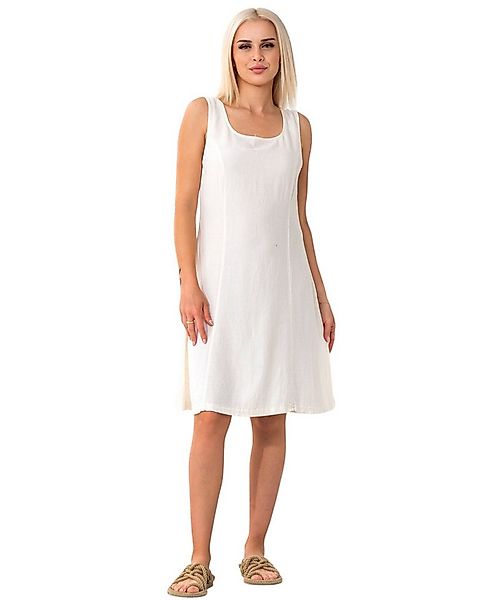 WENOR Sommerkleid mit Bindegürtel hinten Leinenmix Strandkleid ärmellos kni günstig online kaufen
