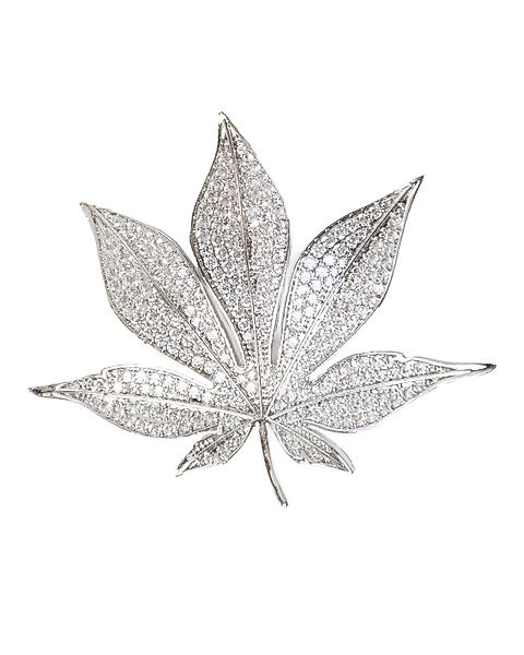 MayTree Brosche "Hanfblatt", silber mit Strass günstig online kaufen