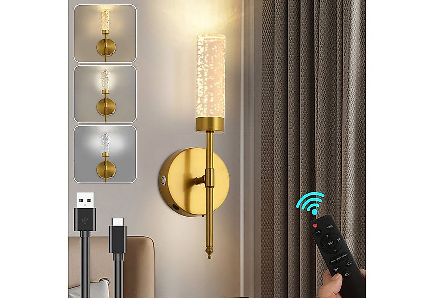 MUPOO LED Wandleuchte Kabellose Akku Wandleuchte mit Fernbedienung, 3 Farbt günstig online kaufen