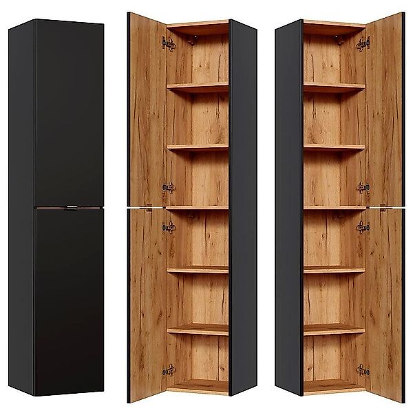 Lomadox Badmöbel-Set TOSKANA-BLACK-56, (Spar-Set, 3-St), Keramik-Aufsatzwas günstig online kaufen