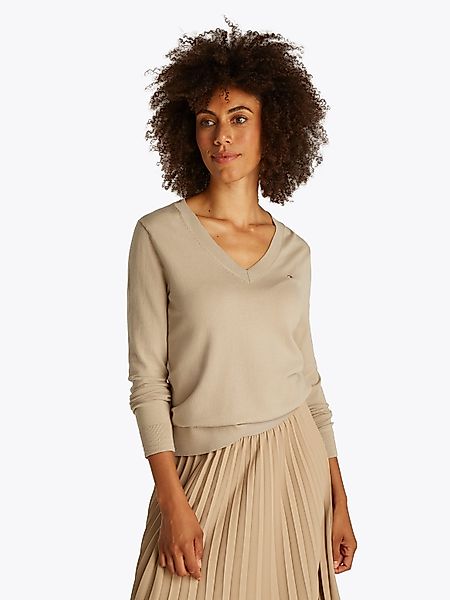 Tommy Hilfiger V-Ausschnitt-Pullover CO JERSEY STITCH günstig online kaufen