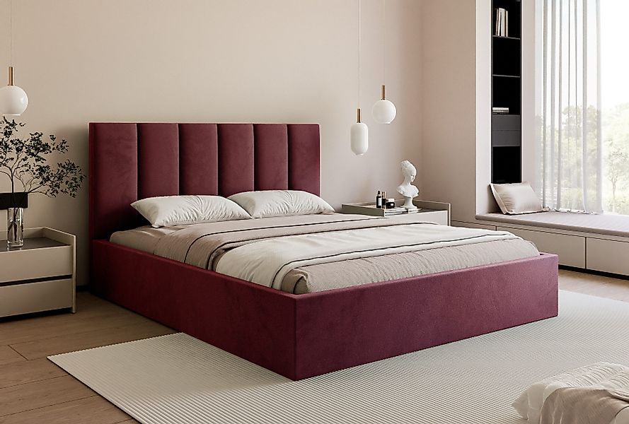 Goldstoff Polsterbett mit Stauraum & elegantem günstig online kaufen