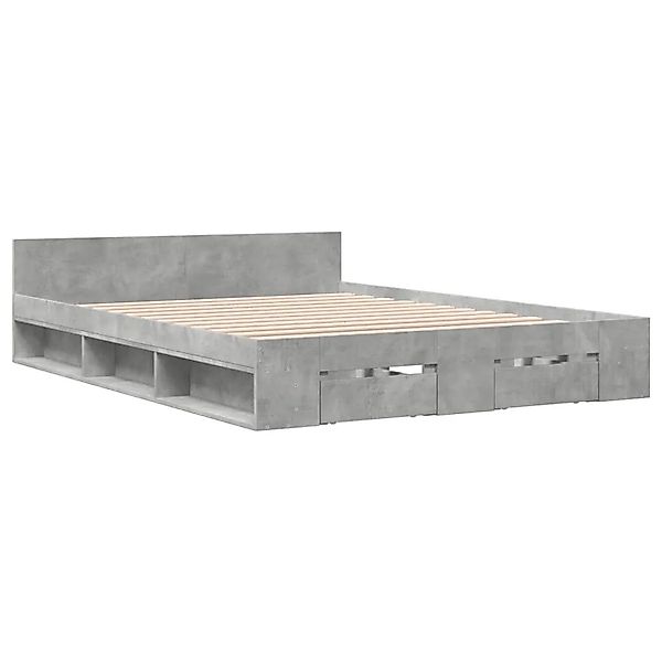 vidaXL Bettgestell mit Schubladen Betongrau 140x190 cm Holzwerkstoff 328076 günstig online kaufen