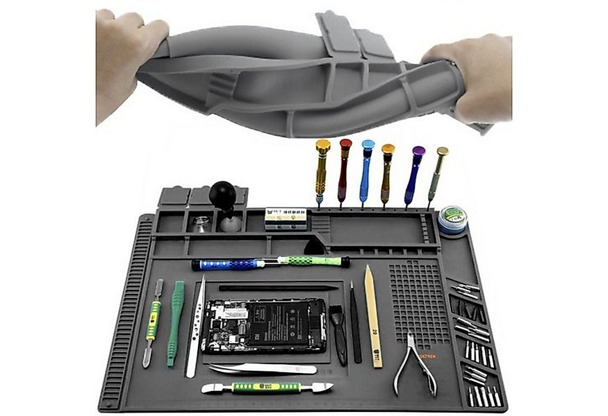 BIGSTREN Werkzeughalter Löttmatte aus Silikon mit Magnettaschen hitzebestän günstig online kaufen