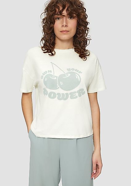 QS Kurzarmshirt Printshirt mit überschnittener Schulter günstig online kaufen