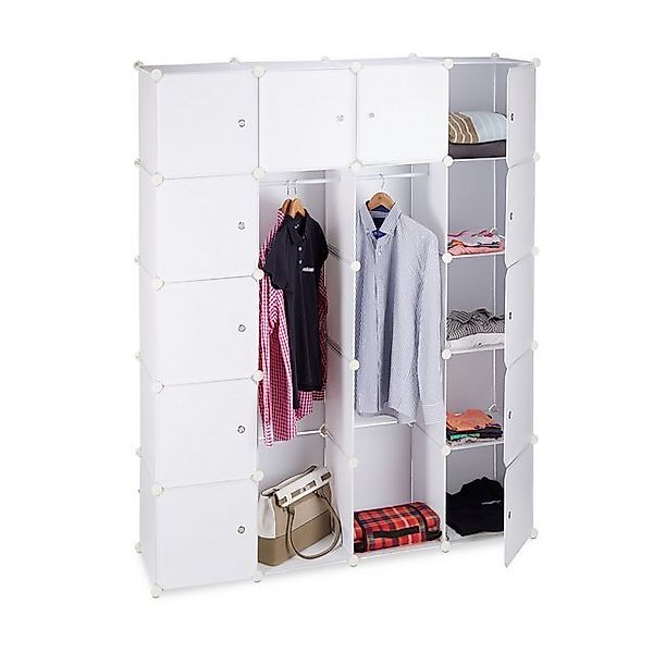 relaxdays Kleiderschrank Stecksystem 14 Fäch Weiß günstig online kaufen