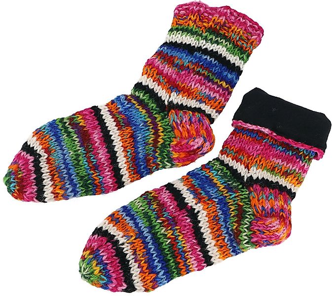 Guru-Shop Haussocken Handgestrickte gefütterte Schafwollsocken,.. günstig online kaufen