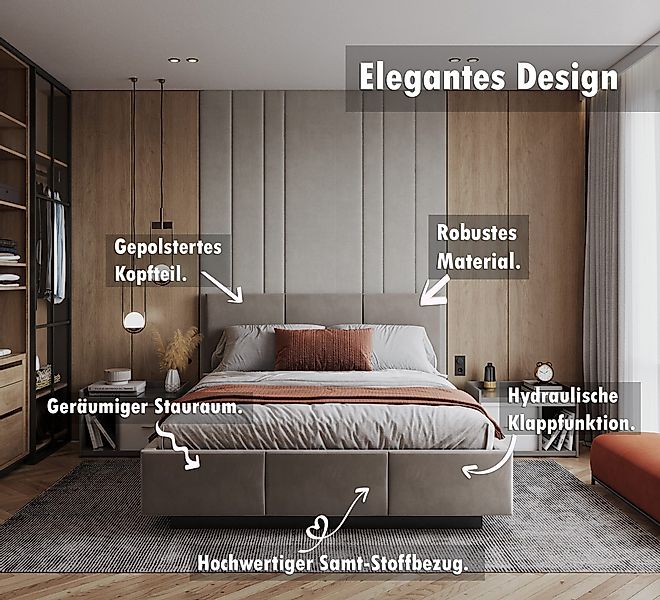 thematys Polsterbett Stauraumbett aus Velours 90x200, günstig online kaufen