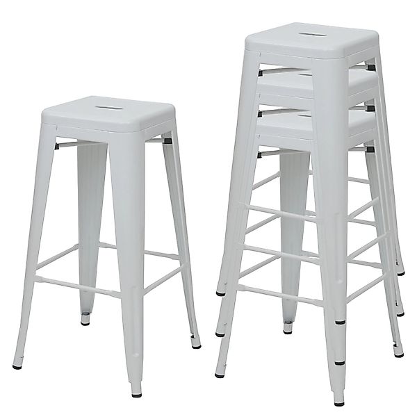 PROREGAL 4er-Set Barhocker Sitzhöhe 77cm Metall Industriedesign Stapelbar W günstig online kaufen