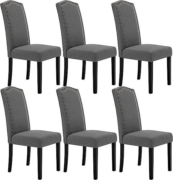 Woltu 4-Fußstuhl (Set, 6 St), Esszimmerstühle mit Rückenlehne, Leinenbezug günstig online kaufen