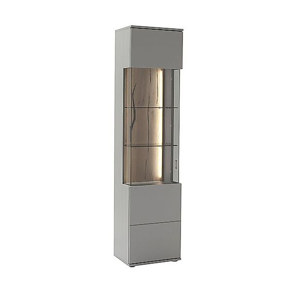 Lomadox Vitrine SAVANNAH-05 mit LED Beleuchtung in grau lackiert mit Eiche, günstig online kaufen