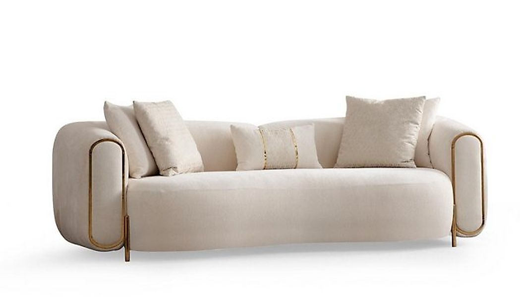 JVmoebel Sofa Sofa 3 Sitzer Luxus Beige Wohnzimmer Polster Sofas Design Tex günstig online kaufen