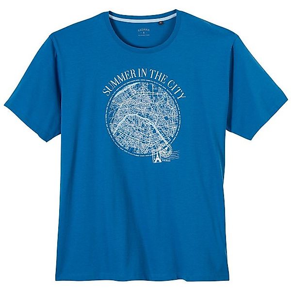 RAGMAN Rundhalsshirt Große Größen Herren T-Shirt blau Frontprint modisch Ra günstig online kaufen