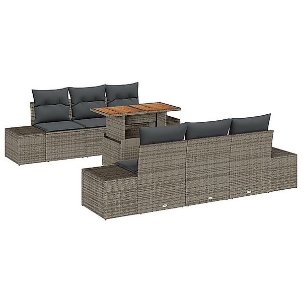 vidaXL Loungesofa Garten-Sofa-Set 7-teilig Grau Geflochten, 7 Teile günstig online kaufen