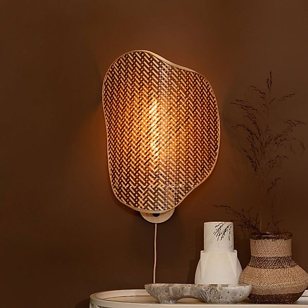 GOOD & MOJO Wandlampe Kinabalu, braun, 50 cm, Bambus Stecker günstig online kaufen