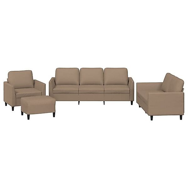 vidaXL Sofa 4-tlg. Sofagarnitur mit Kissen Cappuccino-Braun Kunstleder günstig online kaufen