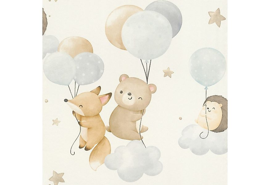 Rasch Vliestapete 302127 - Kinderzimmer-Tapete mit Tieren und Ballons, stru günstig online kaufen