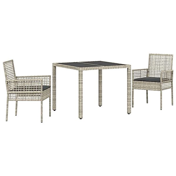 vidaXL Garten Essgruppe 3-Tlg Hellgrau Poly Rattan 3334895 günstig online kaufen