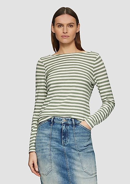 s.Oliver Langarmshirt Geringeltes Langarmshirt aus Flammgarn günstig online kaufen